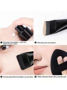 Cọ tán kem nền siêu mỏng và bông trang điểm màu đen, cọ tạo khối nhẹ, cọ đắp mặt nạ phẳng, dụng cụ trang điểm chuyên nghiệp, bông trang điểm khô và ướt, cọ trộn kem nền, quà Giáng sinh, quà tặng cho bạn bè, gia đình, bạn gái, bạn học, bộ dụng cụ trang điểm hoàn chỉnh - Nhiều màu - Xem 3