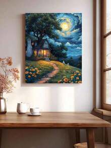 Kit de pintura acrílica sin marco DIY, escena nocturna artística personalizada, adecuada para la decoración del dormitorio y la pared del arte, pintura simple y divertida, sin experiencia de dibujo requerida, cumple tu sueño de ser pintor, sumérgete en el mundo colorido, cada trazo es una autoexpresión, mejor regalo para familiares y amigos, 40*50CM - Multicolor - Ver 5