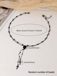 1 chiếc vòng cổ hạt đen hình chữ Y có mặt thánh giá và Chúa Jesus, phù hợp cho phụ nữ có đức tin, cầu nguyện, tiệc tùng, đeo hàng ngày (Số lượng hạt ngẫu nhiên) - màu đen - Xem 5