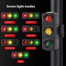 Luz trasera creativa para bicicleta con diseño de luz roja y verde, recargable e impermeable, luz LED para advertencia de  en ciclismo nocturno. WYVJ - Negro - Ver 7