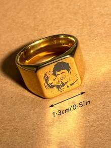 1pc Customized Engraved Photo Ring, Stainless Steel Personalized Ring For Women, Fashion Street Style Secret Ring, Family Ring, Wedding Ring, Jewelry Accessory For Various Holidays And Occasions, Anniversary Gift, Mother's Day Gift For Mom, Personalized Gift - Multicolor - View 5