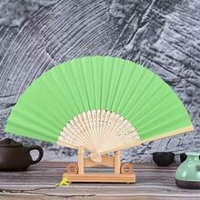 Blank Folding Fan, White Paper Fan, Solid Color Bamboo Blank Colored Paper Fan - Multicolor - View 1