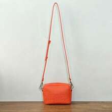 1 Piece Faux Leather Shoulder Bag With Embossed LOLA Letters, Adjustable Shoulder Strap, Zipper Closure, Available In Multiple Colors, Year-Round Model, Versatile For Commuting, Shopping, And Campus Use, Affordable Women's Shoulder Bag. - 橘色 - 查看 2