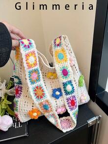 Korean Loose Knit Tote Bag, Casual Minimalist Versatile Shoulder Bag, New Summer Fashion - Beige - View 2