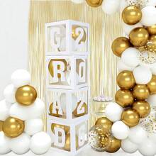 2026 Graduation Party Decorations - 4pcs White Balloon Boxes With "GRAD 2026" Text, Paper Balloon Garland, No Power Needed, No Feathers, Suitable For Graduation Celebration - White - View 11
