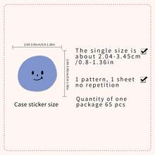 65 pièces Autocollants doux et mignons de dessin animé, autocollants décoratifs pour cahier, tasse à eau, DIY - Petits émojis arrondis dans des carnets - Voir 2