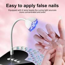 豪华UV美甲灯，配备45颗LED灯珠，快速固化凝胶美甲烘干机，带USB补光灯和4种定时设置，可拆卸底座，女士和女孩礼物 - 白色 - 查看 4