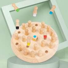 Ajedrez de memoria de madera multifuncional, juguete de expansión del pensamiento para niños, entrenamiento de enfoque y observación, juguete de educación temprana, juego interactivo entre padres e hijos, juego de reconocimiento de colores, competencia de ocio familiar, cultiva la percepción espacial y el pensamiento lógico, juegos para niños, juegos para niños, juegos para niñas, regalo ideal para cumpleaños, Halloween y Navidad para niños - Multicolor - Ver 5