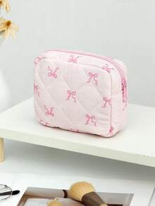 1Pc/Set Bowknot Print Makeup Bags Travel Makeup Bag Lipstick Bag Tampon Bag Wallet Purse Pink Cosmetic Bag Make Up Bag Makeup Bag Set Makeup Case Skincare Bag Toiletry Bag Makeup Organizer Packing Cubes Zippered Multi-Functional Storage For Cosmetics,Skin Care,Hand Cream,Sanitary Napkin,Coin,Keys,Small Items Travel Essentials Cruise Essentials Dorm Essentials,Wedding Bridesmaid Gift,Mom Gift,Birthday Gift,Gift For Friends And Teachers - Pink - View 5