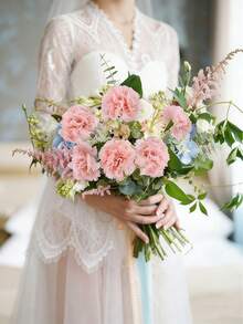 3/6/12支粉色康乃馨仿真花，触感逼真，丝绸材质，带茎，适用于婚礼花束、新娘捧花、家居餐桌摆饰、花艺布置、派对装饰等。 - 粉色 - 查看 3