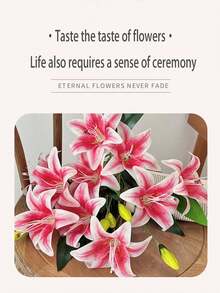 Artificial Lily Flower Decor, Living Room Decoration, Fake Flower, Wedding Floral Arrangement, Photography Prop - Multicolor - View 6