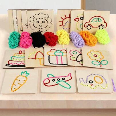 Thick Wooden Laser Cut Multi-Color DIY Winding Art Craft Kit, Montessori Toys For Early Childhood Education, Sensory Toys For Toddlers And Kids, Creative Color Matching Wooden Animal Toys