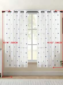 1件/2件 歐式古典刺繡透視窗簾，白色透明窗簾，適用於臥室、陽台、客廳的奢華窗簾，優雅白色蕾絲窗簾配有精緻葉子刺繡，聚酯纖維遮光窗簾適用於客廳、臥室、辦公室等，可機洗，臥室裝飾窗簾 - 彩色 - 查看 12
