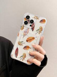 树叶彩绘透明多功能卡包钱包，加厚防震手机壳，兼容 17/17 Pro/17 Pro Max、16/11/16 Pro/16 Plus/16 Pro Max/16e/15 Pro Max/13/14/12/XS/XR/7G/8P、Galaxy S25/S25 Plus/S25 Ultra、A16/A36/A26/A56/A50/A12/A32/A52/A72/A51/A21S/A13/A14/S24/S24 Plus/S24 Ultra/S20/S23/S22/A53/S20 FE/S21、11/12 Pro/12/12X/13 Pro/14 Pro/15 Pro/X3 Pro、10/9/Note 9/12C/Note 11 Pro/Note 8 Pro/9C/9A - 彩色 - 查看 4