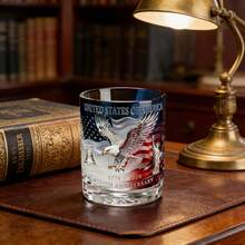 Commemorative Whiskey Glass Cup For The 250th Anniversary Of American Independence, Patriotic Printed 2D Design Tumbler Gift For July 4th - [Multi Color] - View 6