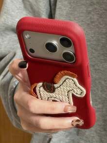 Funda de teléfono antichoque con cobertura completa, diseño creativo con patrón de caballo de cuero tejido azul y rojo, para iPhone 16/16 Pro Max/17 Pro/15 Pro Max/17 Pro Max, regalo de primavera - Rojo - Ver 2