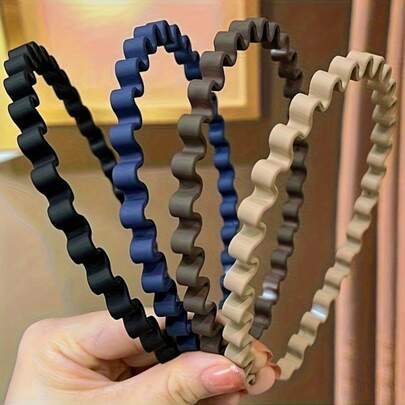 波浪纹理哑光防滑发带，简约女士发带，基础莫兰迪配色发饰套装