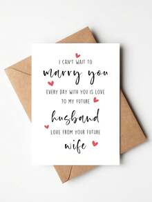 1pc Wedding Greeting Card With Envelope, Engagement Gift From Fiance, I Can't Wait To Marry You, Valentine's Day Card For Future Husband - Multicolor - View 8