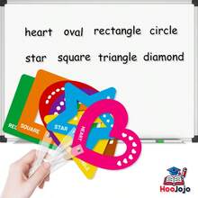 hoojojo 8Pcs Shape Flash Cards Handheld Paddles – Color & Shape Recognition Educational Toy, Learn English Words Classroom Interactive Teaching Aid,Back To School - Multicolor - View 10