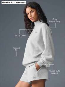 Alo Yoga Accolade 1/4 Zip Pullover - Light Grey - View 4