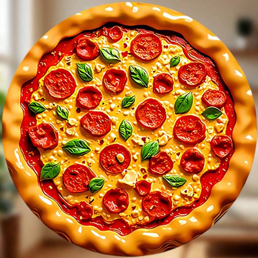 Nam châm hình lát pizza pepperoni sống động như thật: Đế giòn, pepperoni đỏ và phô mai tan chảy với lá húng quế và sốt cà chua, bề mặt nổi – Một lát pizza Ý ngon tuyệt dành cho tủ lạnh của bạn. - Pizza xúc xích cay kiểu Ý - Xem 1