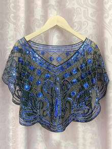 1 chiếc khăn choàng đính sequin mỏng nhẹ mùa hè, áo khoác ngoài đa năng dành cho nữ. - Nhiều màu - Xem 3