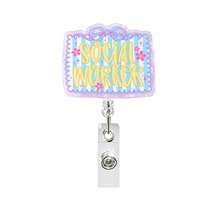 1个可伸缩鳄鱼夹，英文文字ID证件卷轴旋转夹，护士礼品卷轴夹 - 多色 - 查看 8