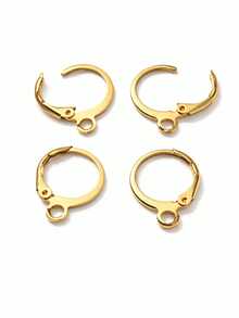 Arracadas planas con asa En Chapa De Oro 18k pulseras aretes accesorios llaveros llavero pines charms kit para hacer pulseras bisutería llaveros mayoreo aretes de clip - 5 pares - Ver 4