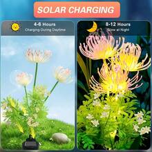 Muttertagsgeschenk 3-Kopf Solar Gartenleuchten, IP44 wasserdichte Outdoor LED leuchtende Spinnenlilie Stablichter, dekorative Landschaftsleuchten geeignet für Hochzeit, Geburtstag, Party, Weihnachten, Feiertag, Garten, Hof Dekoration - Rote Spinnenlilie - Übersicht 5