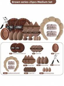 25/50pcs Makeup Brush Set, Includes Eye Shadow Brush, Eyebrow Brush, Foundation Brush, Powder Brush, Blush Brush, Concealer Brush And Highlighter Brush, Made Of Ultra-Soft Synthetic Fibers, Suitable For Daily Facial Makeup,Giveaways,Professional Makeup Brushes,Complete Makeup Set - Coffee Brown - View 15