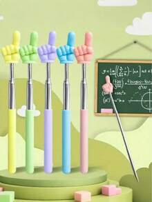 6pcs Retractable Finger Pointer, Telescopic Teacher Classroom Pointer, Mini Finger Reading Pointer, Suitable For Kindergarten Students And Teachers, Students, Office Supplies, Presentation Tools - Retractable Reading Pen - View 8