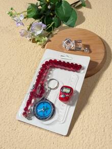 伊斯兰教祈祷套装：电子计数器、朝拜方向罗盘、猫眼石念珠、穆斯林祈祷配件 - 多色 - 查看 5