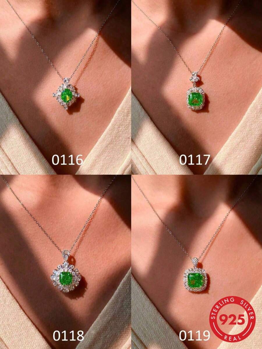 1件925纯银时尚钻石项链,精致优雅的女士项链,适合日常佩戴、约会、新年、情人节等场合,是送给女士的珍贵珠宝礼物。 - 銀色 - 查看 1