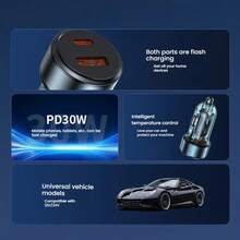 Bộ sạc ô tô hai cổng USB, hỗ trợ sạc nhanh QC3.0 và PD 30W, thiết kế pha lê trong suốt, sạc nhanh 5V cho điện thoại Android/Smartphone. - nhiều màu - Xem 7