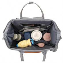 Diaper Bags With Changing Station, Waterproof Diaper Bag Backpack For Moms Dads With USB Charging Port, Shower Gifts, Large Capacity Diaper Backpack, Grey/Black/Blue - 黑色 - 查看 4