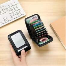 11-Slot RFID-Blocking Zippered Card Holder Wallet, Slim Multifunctional PU Leather Card Case With Compartments For Business Cards, Passports And Cash, Waterproof - Multicolor - View 10