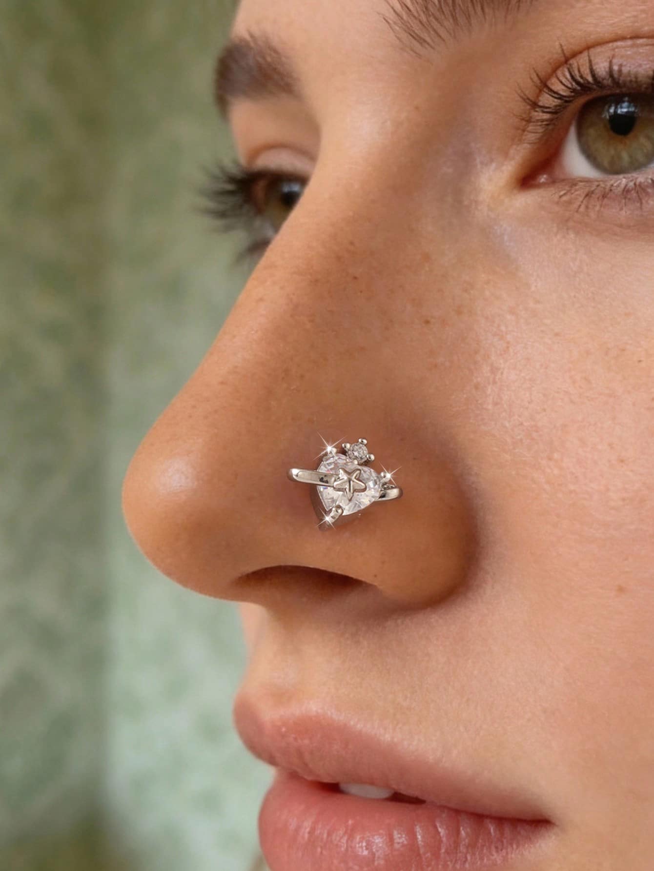 Khuyên mũi hình ngôi sao độc đáo, mang phong cách lãng mạn vũ trụ, trang sức xỏ khuyên Y2K và phụ kiện mũi đính kim cương lấp lánh đa năng dùng hàng ngày. - Bạc - Xem 1