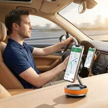 Giá đỡ điện thoại từ tính hút chân không có thể gập lại, xoay 360°, hợp kim kẽm, dùng cho định vị ô tô, để bàn, xem phim ngoài trời, màu đen cam. - trái cam - Xem 3