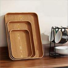 Walnut Texture PP Tray, Storage Tray, Suitable For Christmas, New Year, Birthday Party, Wedding, Autumn/Winter Home Decor - View 4