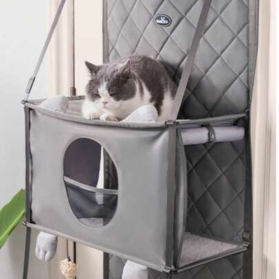 VITAMKAN VITANMKAN 英国门后猫爬架，带猫窝，可折叠，节省空间，无需钻孔