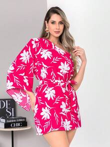 Duna Women's Crossbody Shorts Jumpsuit - 玫紅色 - 查看 4