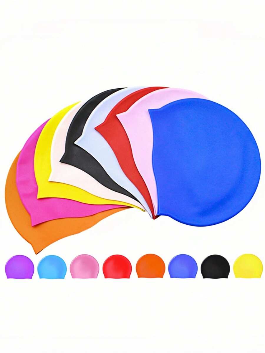 1pc Women Multi-Color Stylish Silicone Swim Cap Waterproof Non-Slip High Elastic No Squeeze For Long Hair With Accessories Set Swim Cap For Women Waterproof Swim Cap Women's Swim Accessories Pool Essentials Professional Training
