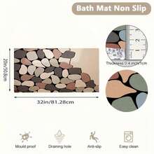 2600g PVC Soft Comfortable Shower Mat - Quick Dry Bath Mat With Massage Nodules And Drainage Holes, Non-Slip Rectangular (0.39 Inch Thick) - Multicolor - View 8