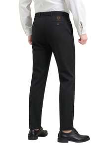 Bộ 3 quần nam, quần ống đứng thêu vàng, kiểu dáng công sở thường ngày, thiết kế khóa kéo, trang phục chuyên nghiệp. - màu đen - Xem 5