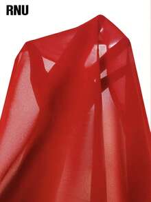 RNU Plus Size Gold Embossed Woven Fabric With Draped Satin Ribbon, High-Quality Soft And Comfortable, Suitable For Evening Gala, Holidays, Weddings, School Events, Birthday Parties, Formal Dinners, Bachelorette Parties, Travels, Stage Performances, Concerts, Tea Parties, Country Music Festivals. Features Include Shiny Satin Ribbon, Batwing Sleeves, Off Shoulder Design, And Red Spring/Summer Dress - Red - View 8