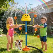 Water Sprinkler Outdoor Yard Toy For Smile Face Rainbow Splash Toy With 8 Wiggle Tubes 4 Nozzle Backyard Lawn Water Sprinkler Summer Family Games Fun Water Toys For 3-8 Boy Girl - As Pic - View 7
