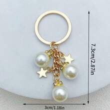 1pc Multi-Color Star Faux Pearl Pendant Keychain, Niche Elegant Crossbody Bag/Backpack Charm Accessory - Multicolor - View 5