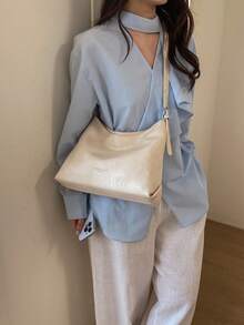 Túi xách công sở cao cấp phong cách retro, túi đeo vai chéo đa năng dung tích lớn thời trang mới dành cho nữ. - trắng - Xem 2