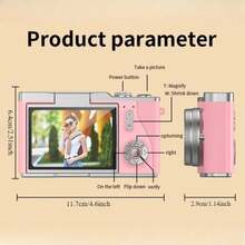 ¡Pantalla plegable para estudiantes! Cámara retro CCD + HD 720P/1080P, incluye tarjeta de 32G, lector de tarjetas, adaptador - Multicolor - Ver 3