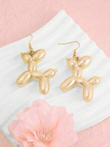 1 Đôi bông tai hình chú chó bằng bóng bay trong suốt, đa năng, thời trang, thiết kế dễ thương và độc đáo. - Chó bóng bay vàng - Xem 2